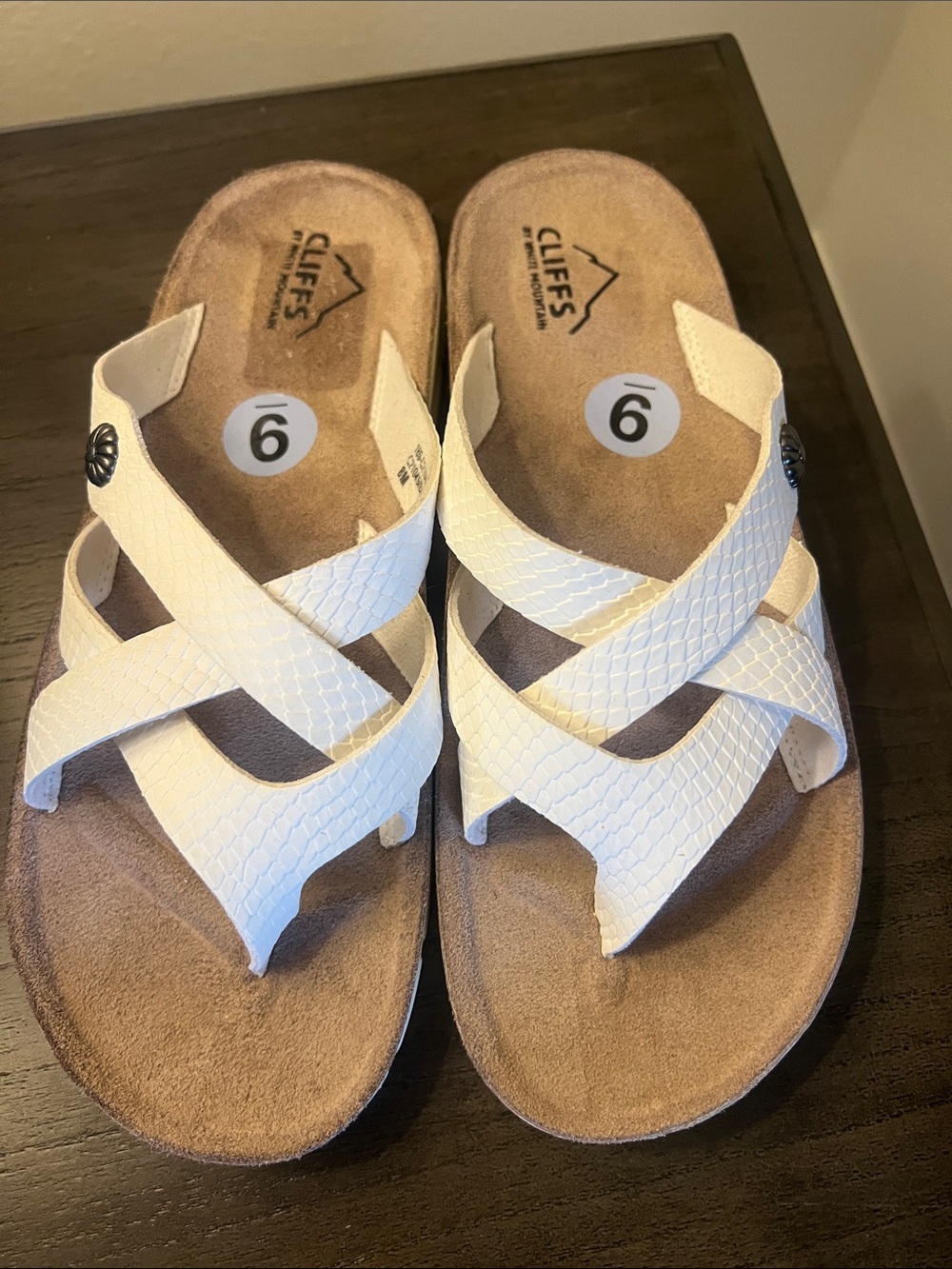 Cliffs White Cross-Strap Sandals